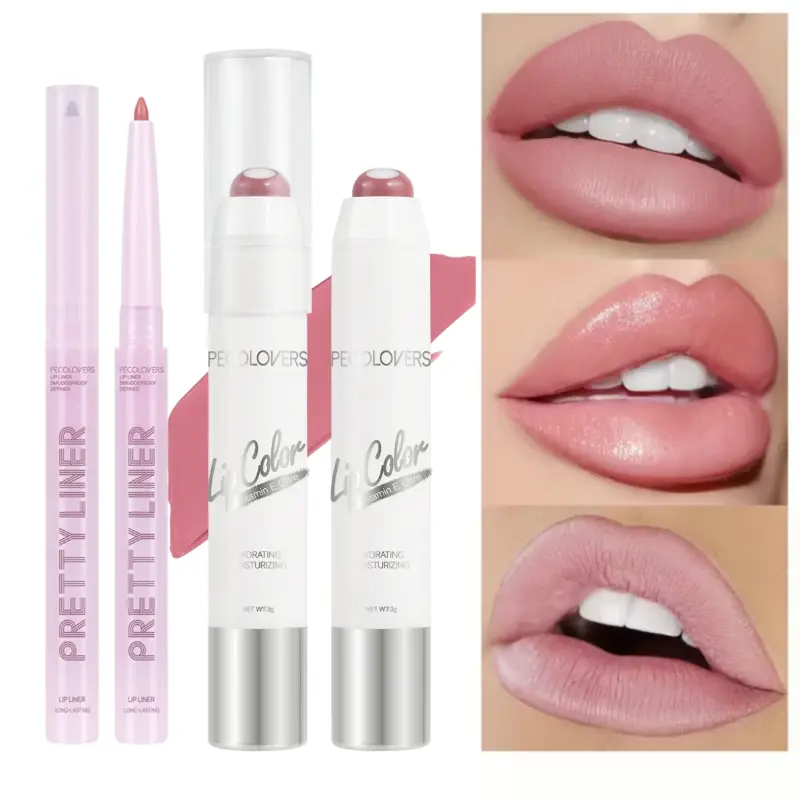 2PCS Lip Liner And Lipstick Pen Set, Lipliner, Featuring a Nude Pink Shade for Lip Makeup, Designed to Be Moisturizing, Waterproof, And Easy to Apply, Perfect for Achieving a Daily Makeup Look, Lip Liner Kit