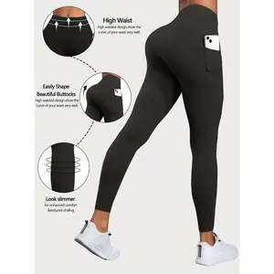 High waisted pocket women's sports leggings, solid color multifunctional fitness bottom yoga pants, comfortable exercise leggings, gym fitness leggingsRAIMENTRY