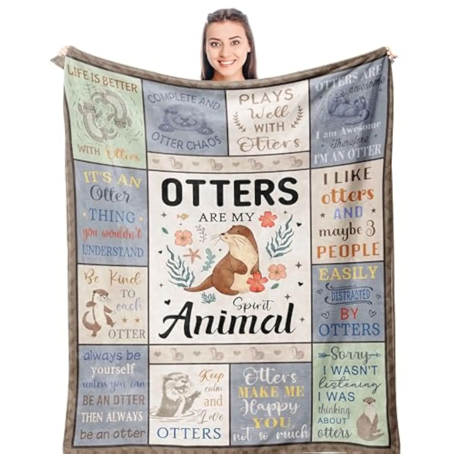 Best Otter Gifts for Women/Men, Unique Otter Lovers Stuff for Boys/Girls, Sea Otter Blanket Decor/Accessories, Cute Otters Themed Throw 50" x 60"