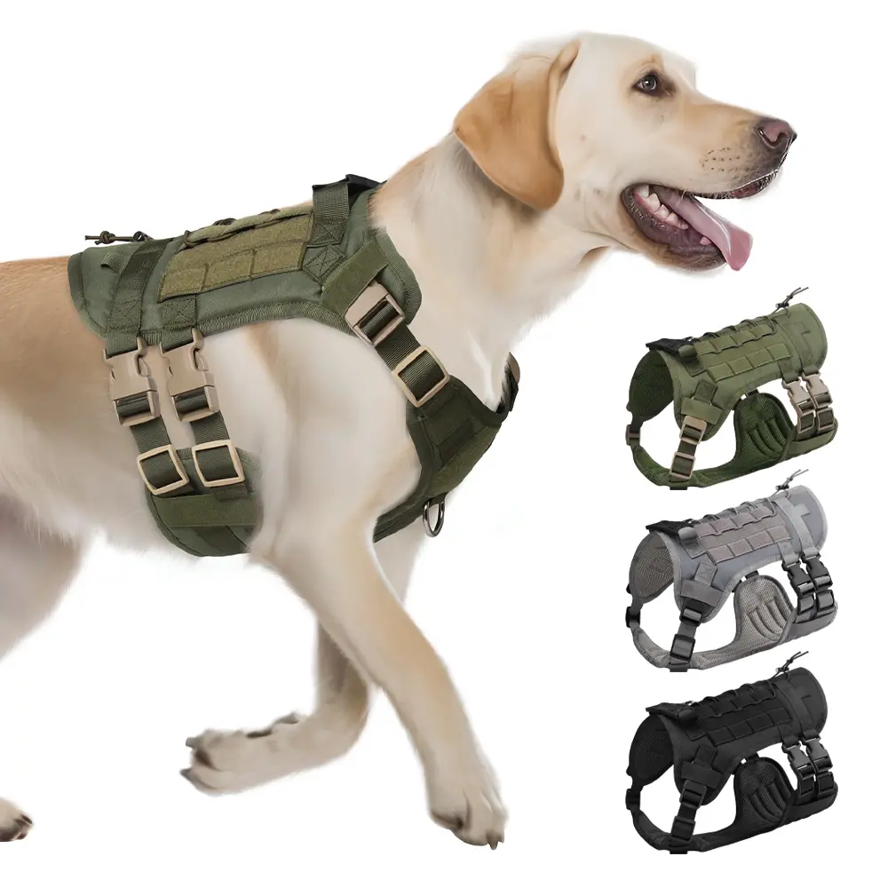 Lumipets Heavy-Duty Tactical No-Pull Dog Harness, Reflective Escape-Proof Vest with Handle & Front Clip, Adjustable Harness for Large Dogs