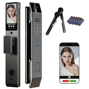 Smart Door Lock with 3D Face Recognition & Camera, Intercome, Doorbell, Fingerprint Keyless Entry, Password, IC Card, Key, Tuya App Control, Smart Home Front Door Security