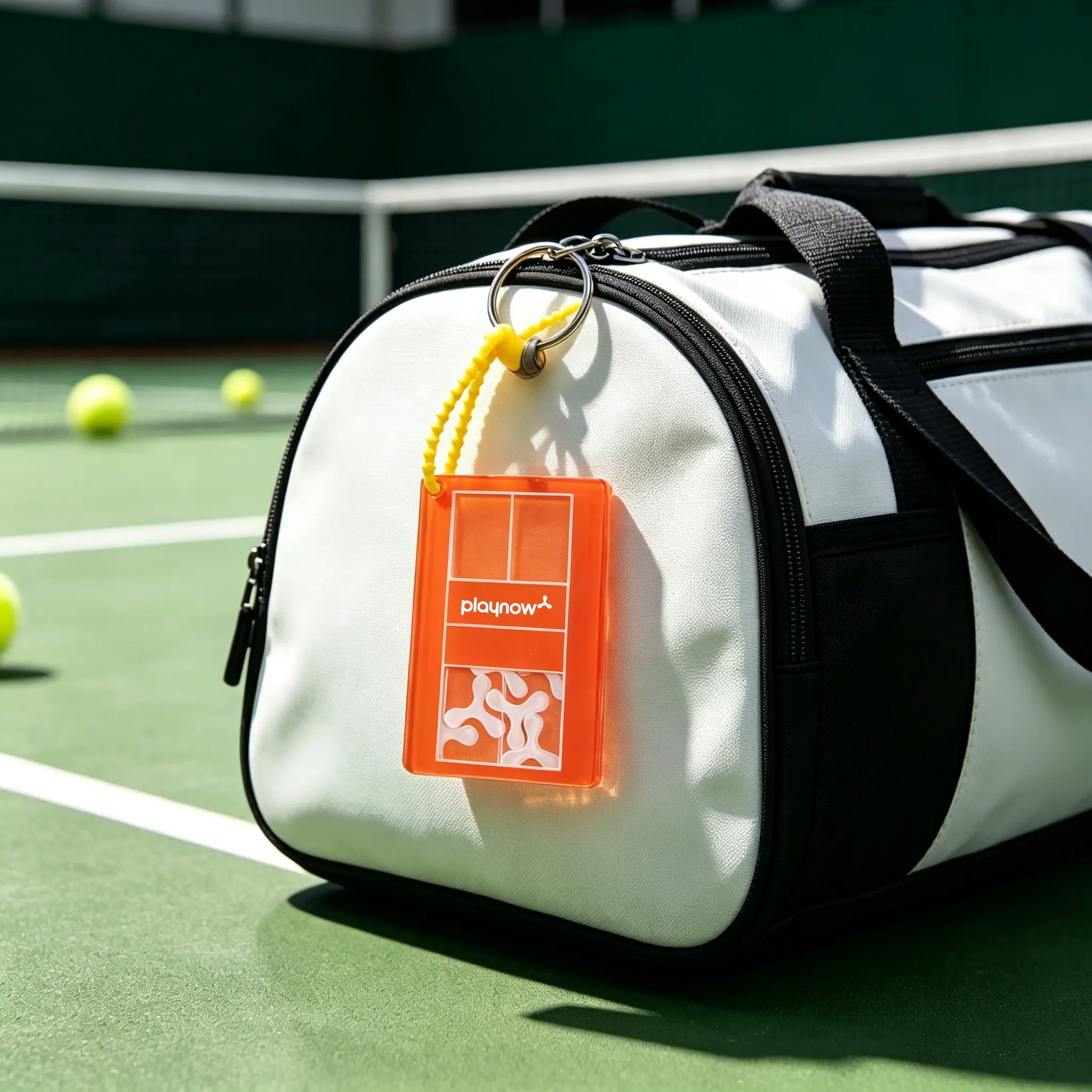 PLAYNOW Pickleball Court Theme Keychain, Durable and Portable Bag Charm for Lovers, Scratch Resistant Birthday Gift Accessory, Sports, Acrylic, Court Lines, Floating Shaker, Lightweight, Court Print