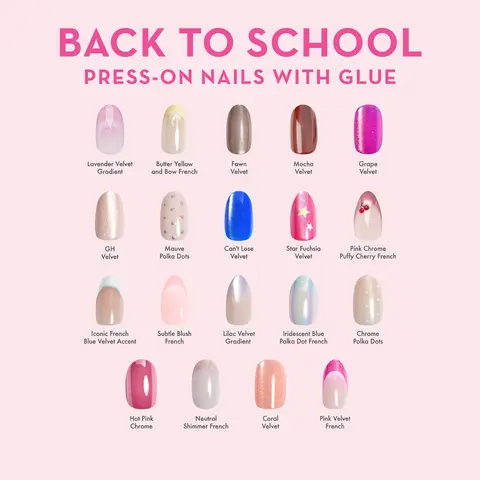 Back To School Press-On Nails with Glue