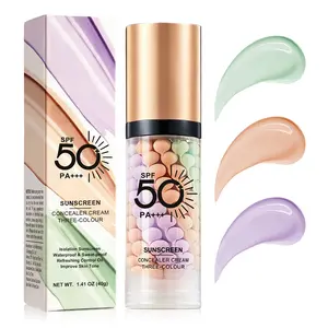 3 In 1 Primer for Face Before Makeup,SPF 50, Sunscreen One Step Color Corrector Face Isolation Cream, Blurs Imperfections Oil Control & Moisturizing Skin Tone Correcting (Purple Pink Green, 1.41 OZ)