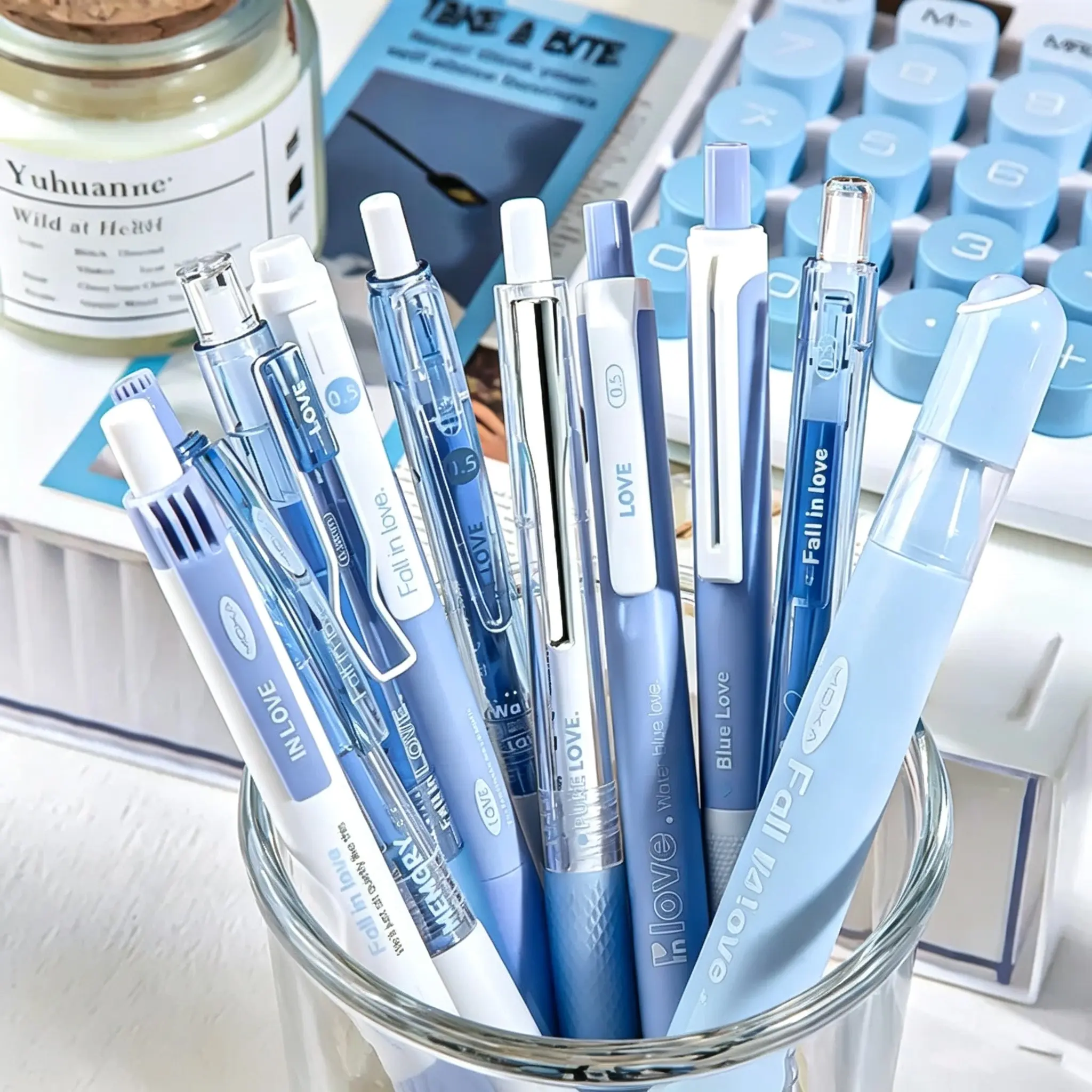 10pcs High-Value Click Pens, Same-Color Dopamine Student Quick-Drying Gel Ink Pens, 0.5mm Exam Practice Pen Set, ST Back-to-School Stationery Gift, Press Gel Pens, Writing Stationery, School Supplies