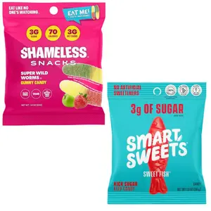 SmartSweets Sweet Fish & Shameless Wild Worms - Fruity Gummy Duo Pack - Low Sugar, Guilt-Free Candy - Vegan, Gluten-Free, Non-GMO - 3g Sugar, 70 Calories per Bag
