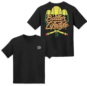 Youth & Adult Pencil Bat Drip Baller Lifestyle, Baseball Shirt for Kids & Teens, Outdoor Back to School Graphic T-shirt XS-XL, USA-Made & Printed Apparel Casual Tee for Men & Women Made in USA Menswear