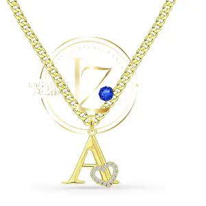 Initial Necklace - Gold Plated Alphabet Pendant with Heart Accents for Personalized Jewelry