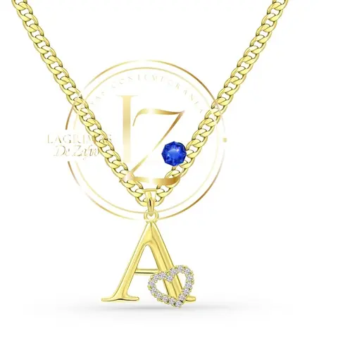 COD#1044. Initial Necklace - Gold Plated Alphabet Pendant with Heart Accents for Personalized Jewelry