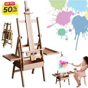 1pc Easel, Multi-functional Double Tray Easel, Foldable with Drawer Tray Foldable Adjustable Easel Drawing Board Easel for Children Sketch Oil Painting NEW