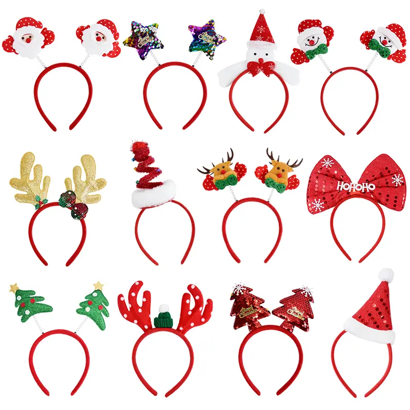 2024 Santa Claus Themed Christmas Headbands - Adult & Kids Festive Party Hair Accessories, Decorations Supplies, Christmas Tree Photo Props, New Year Gift Ornaments, Multi-Color Elk Masks