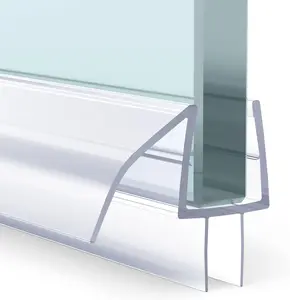 3 PCS Shower Door Bottom Seal, Frameless Glass Shower Door Seal Strip Kit, Waterproof Shower Sweep Replacement, Leak Guard Water Barrier, Clear PVC Bottom Seal for Bathroom Shower Doors, 15.75 Inch x 3 Sections