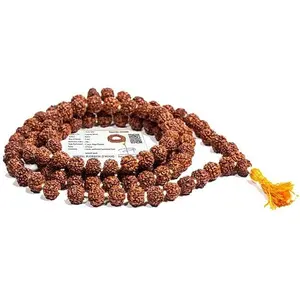 5 Mukhi Rudraksha Mala 108 Beads with Certificate 7 mm Brown