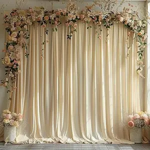 10x10ft Wrinkle Free Champagne Backdrop Curtain for Parties Soft Fabric Drapes Wedding Champagne Curtain Backdrop for Birthday Party Decorations Background for Photography 5x10ft,2 Panels