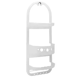 Large over the Shower Caddy, 2 Shelves, 1 Deep Basket, Heavy Duty Plastic, Frosty Finish