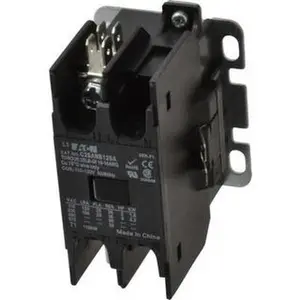 Eaton Cutler-Hammer 1 Pole, 25 Amp Inductive Load, 110 to 120 Coil VAC at 50/60 Hz, Nonreversible Definite Purpose Contactor Phase 1 Hp: 2 at 115 VAC, 3 at 230 VAC, 30 Amp Resistive Rating, Open Enclosure C25ANB125A