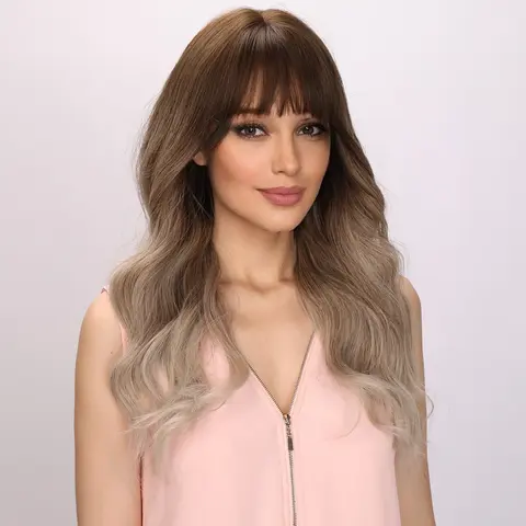 【Callie】 Women's Loose Wave Wig - Gray and Brown Gradient - 22 Inch | SM303-1 | Popinrow