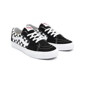 VANS Sk8 Low Checkerboard Black Skate Shoes - Canvas/Suede Uppers, Iconic Checkerboard Print, Reinforced Toe Caps, Padded Collars, Rubber Waffle Outsoles