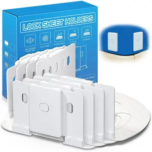 Bed Sheet Holder with Clips Lock, Open Corner Fitted Bedsheet Holders with Straps for Twin, Full, Queen, King Size Mattress, Keep Sheets Firm and Tight