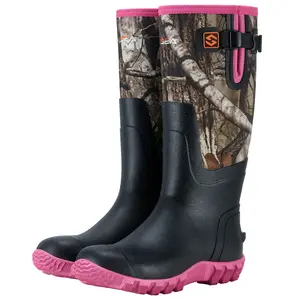 HISEA Women's Mid Calf Rain Boots Waterproof Rubber Boot for Garden Mud Working