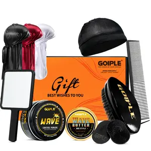 【Wave Set Gift Box 】Strong Hold Wave Pomade for Men, Easy Wash 360 Wave Training Hair Cream Moisture, Silky Shine, Brush and Durag Cap Set Afro Curl Defining Mousse Valentinesday Gift