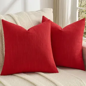 Valentine's Day Red Chenille Throw Pillow Covers 18x18 Inch Set of 2,Soft & Cozy Meteor Dotting Textured Cushion Cases,Modern Home Decor for Couch Living R