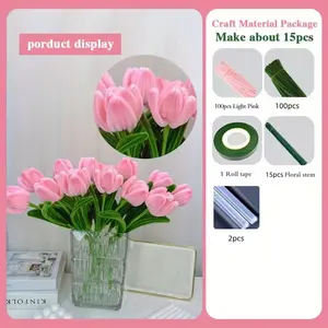 Tulip Hair Root Tubes Set, Handmade Materials, Dual Color Mix, Soft Velvet Rods, Perfect for Art Crafts, DIY Decorations, Ideal Gift, Flowers