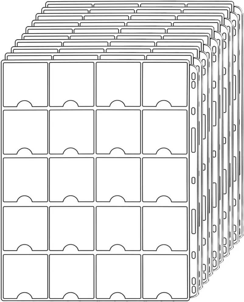 Coin Binder Sheets 2" x 2" Cardboard Holders 200 Pockets Coin Flips Compatible with Coin Collecting Binder