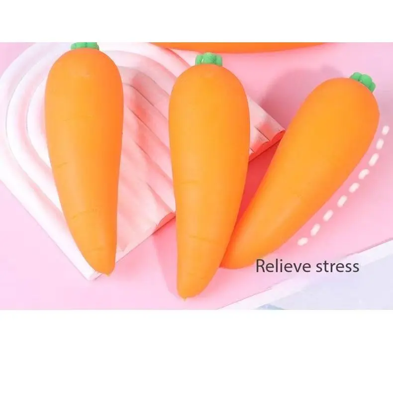 Soft Cuddly Carrot Stress Relief Toy|       Non-Toxic, Squeezable, Stretchable & Twistable, Portable Sensory Toy for Anxiety Relief, Ideal for Kids, Teens & Adults, Perfect for Outdoor Activities