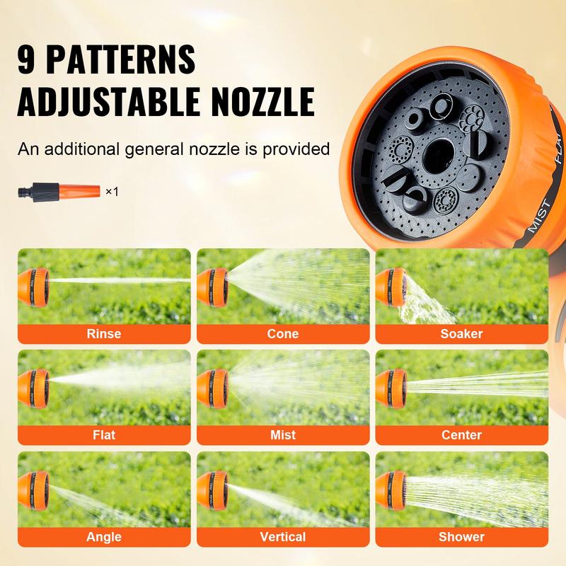 VEVOR Retractable Hose Reel, Max 130 FT / 115 FT / 100FT / 65FT / 84FT Garden Water Hose Reel with 9-Pattern Nozzle, 180° Swivel Bracket Wall-Mounted, Automatic Rewind, Lock at Any Length, with Slow Return System VEVOR Super Brand Day