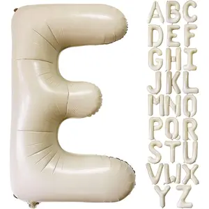 Cream White Letter E Balloons, 40 Inch Giant Letter Balloons E Foil Mylar Helium White Letter Balloons for Birthday Party Supplies Anniversary Event Celebration Decorations Alphabet White E