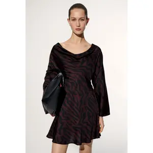 H&M Flared-skirt cowl-neck dress