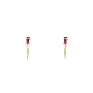 Earring Gold Cubic Zirconia Spike Dangle #20015