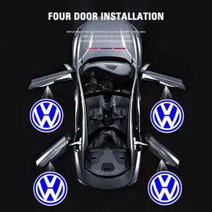 2pcs Volkswagen HD Car Door Welcome Light Led Projector Lamp For Volkswagen VW GTI Polo Golf Passat Tiguan Arteon Touareg CC Taigo Caddy Jetta T-ROC Beetle Sharan Touran Scirocco