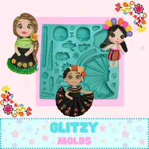 Lele Doll Silicone Mold, Clay Mold, Molde Mexicanitas, Molde para Porcelana Fria GM-45