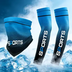 Summer Outdoor Ice Sleeve Set – Fingerless Arm Sleeves + Face Mask, Lightweight, Breathable, UV Protection Sports Gear for Men, Ideal for Running, Cycling, and Hiking