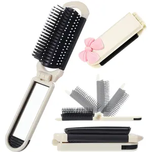 ✨ Fashionable Foldable Mirror Comb | 2-in-1 Mirror & Comb | Anti-Static, Portable, Easy to Store | Ideal for Travel | Women's Salon Styling Tool | Anti Static Hairbrush