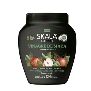 SKALA Expert Vinagre de Maca Hair Treatment Cream 1 kg (35.2 oz) – Apple Cider Vinegar + Vegetable Keratin – Vegan • Frizz Control, Shine & Reconstruction – Brazilian Hair Care.