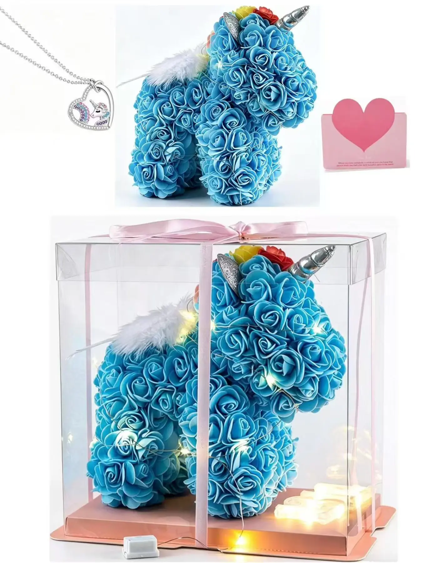 Valentine's Day Wedding Mother's Day Rose Unicorn Artificial Flowers Gift Set, Perfect for Girlfriend Mom Best Friend, Elegant Floral Arrangement Decorative