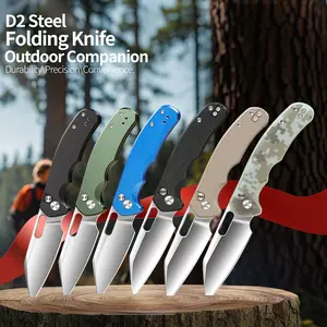 Folding Pocket Knife, D2 Steel Blade G10 Handle Small EDC Knife with Pocket Clip for Men Women,3-in-1 Kitchen Knife: Fruit Peeler, BBQ Skewer & Mini Cleaver,Sharp Camping Survival Hiking Knives