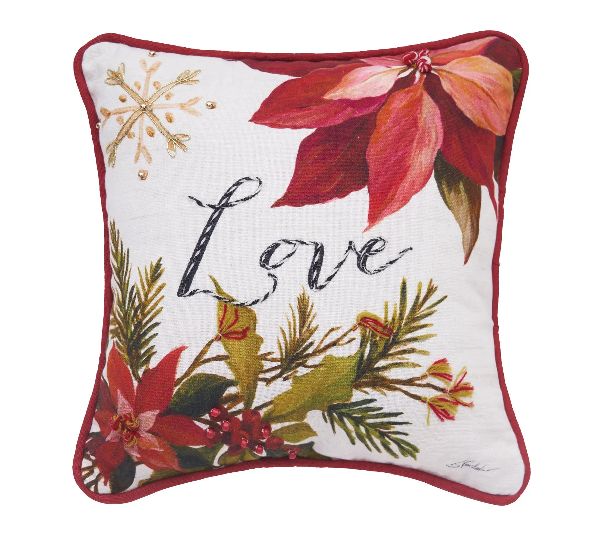 C&F Home Love Poinsettia Pillow