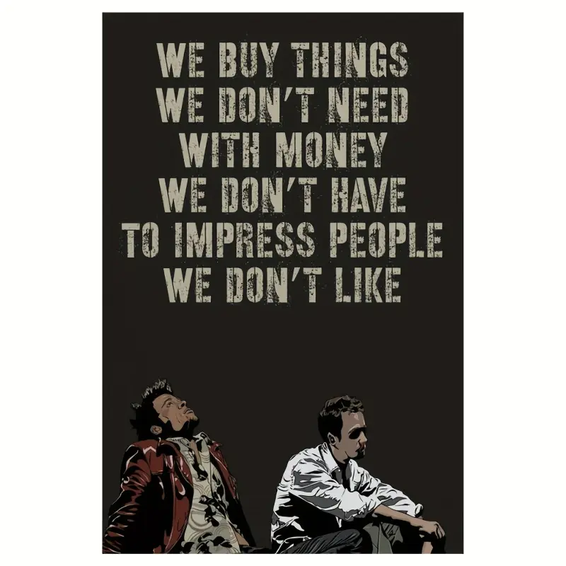 2D Flat, 1 Piece <Fight Club> Movie Quote Poster - Frameless Canvas Wall Art Print - Taylor Darden Quote - Minimalist Film Decoration - 30.48x 45.72cm - Modern Home Office Decoration - Fight Club Fan Gift - Bold Typography Poster, Iconic Character A