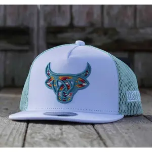 Lost Calf Unisex Youth Olmeca Flat White Mesh Back Snapback Hats