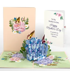 Hydrangea Butterflies Mother's Day Pop-Up Card and Sentiment Set for Mother-in-law