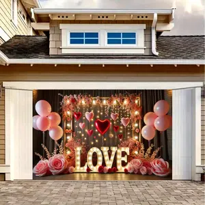 Romantic Love Balloon Polyester Banner, Multifunctional Decoration for Valentine's Day, Parties, Home & Garden Celebrations, Studio Background