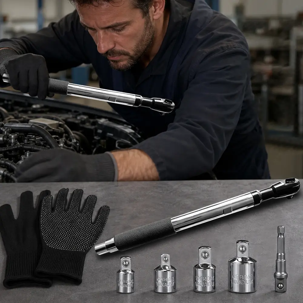 Offset Wrench Set - 1/2" Offset Extension, 3/8" & 1/4" Square Drive Adapters, Impact Ratchet Extender for Electric Tools, Tight Space Fit, Vehicle Repair, Screw Removal