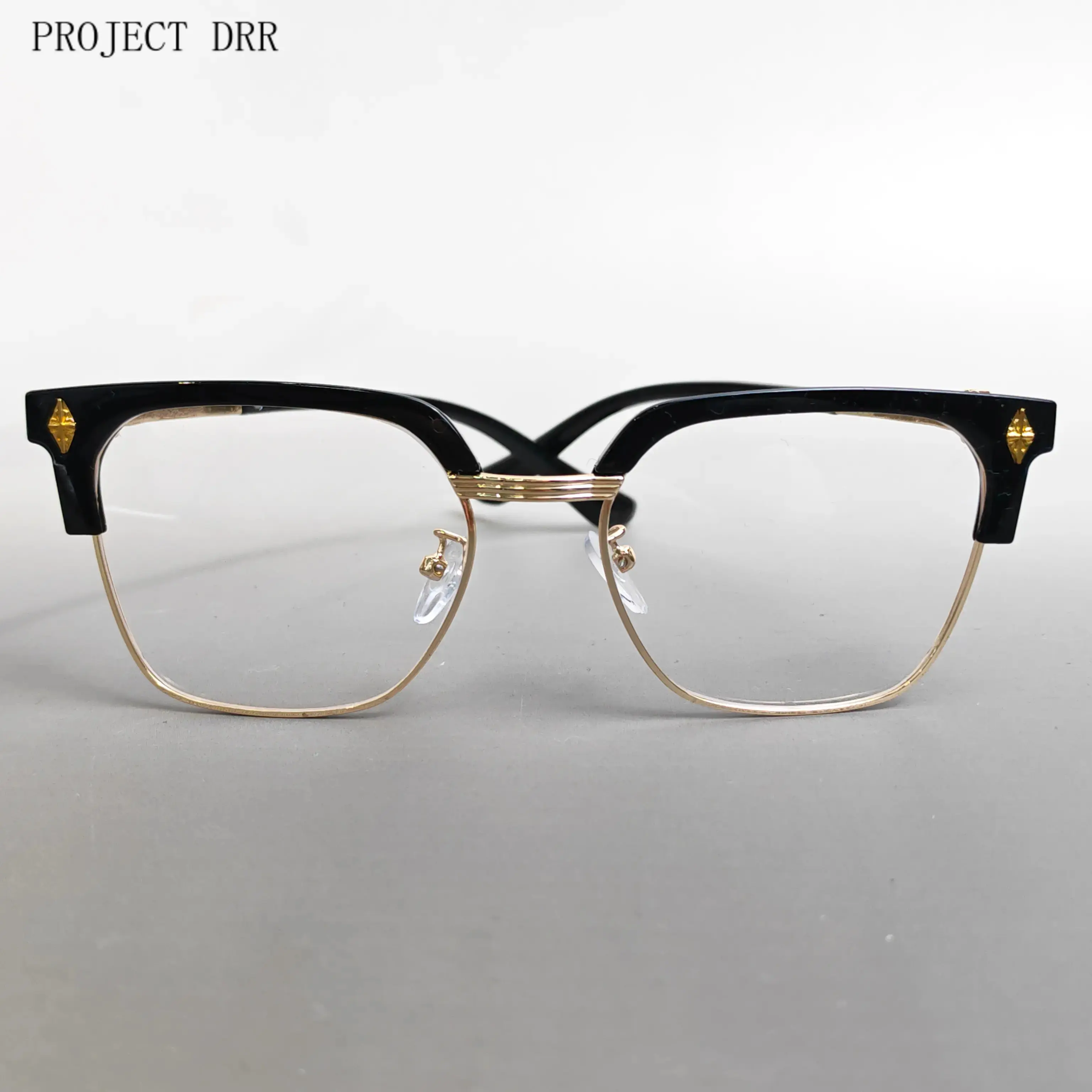 Blue Light Blocking Polycarbonate Square Glasses for Men - Stylish Black Gold Frame Lightweight Computer Eyewear for Work, Gaming PROJECT DRR