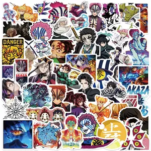 50 Cartoon Movie Demon Slayer Graffiti Stickers, Decorative Guitar Notebook Luggage DIY Waterproof Decals, Flat Style