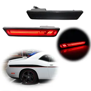 2pcs Smoked Lens For 2008 2009 2010 2011 2012 2013 2014 Dodge Challenger Rear Red LED Side Marker lamps Lights,Replace OEM 68039504AA 68039505AA