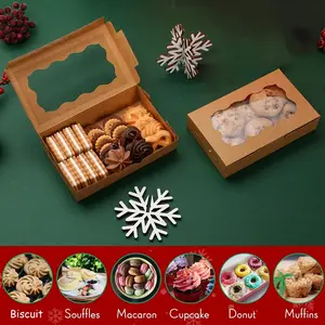 50-Pack Kraft Paper Bakery Boxes with Clear Window, Small Containers for Cookies, Cupcakes, Candy, Premium Cake Box - Perfect for Wedding, Birthday, Christmas, Thanksgiving, Valentine'S Day, Mother'S Day, Oktoberfest